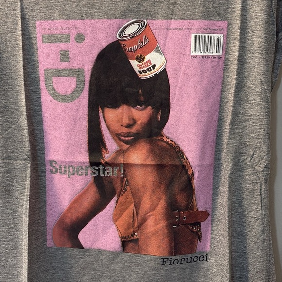 FIORUCCI Gray Naomi Campbell Printed Graphic T-Shirt Cap Sleeve Size Small - Picture 2 of 8